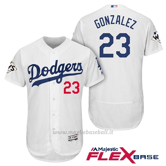 Maglia Baseball Uomo Los Angeles Dodgers 2017 World Series Adrian Gonzalez Bianco Flex Base